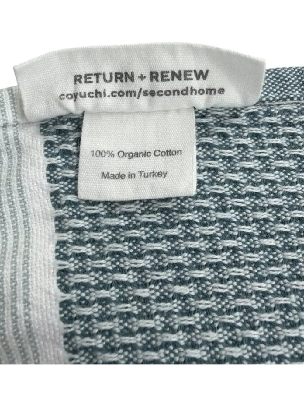 Coyuchi Mediterranean Organic Cotton Bath Towel Aquamarine Sea Spray Set 2 NWOT